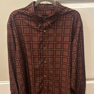 Banded Men's Brown Plaid Button Down Shirt
